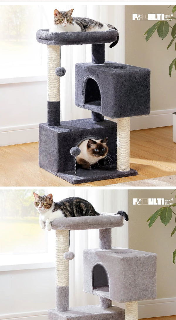 Large Indoor Cat Tree with Condos and Perch
