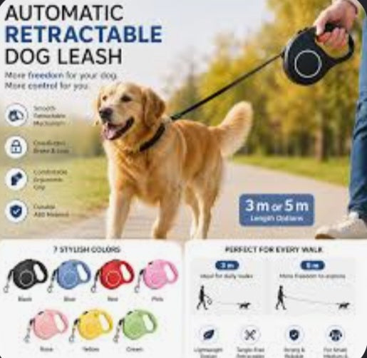Retractable Dog Leash with Brake and Lock