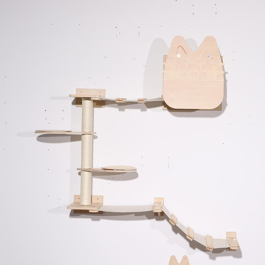 Wooden cat climbing shelves and perches